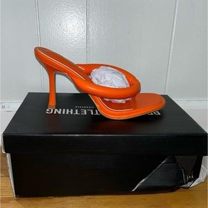 Orange Wide Fit PuRound Toe Thong High Heeled.